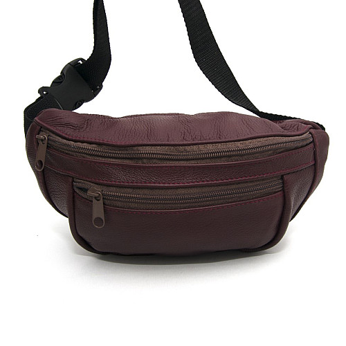 Бананка Gofin бордова шкіряна на три відділення SMK-20017