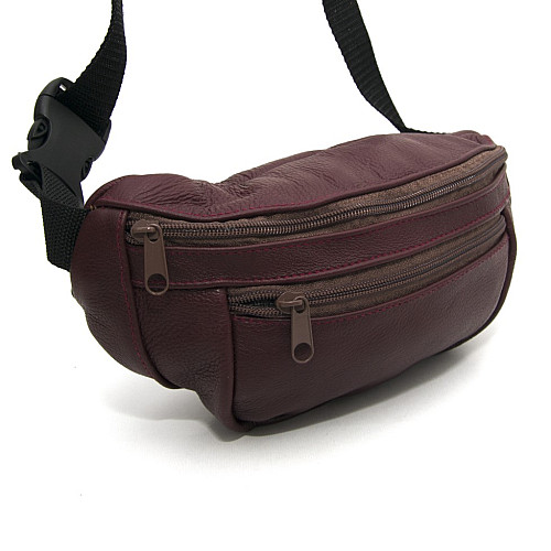 Бананка Gofin бордова шкіряна на три відділення SMK-20017