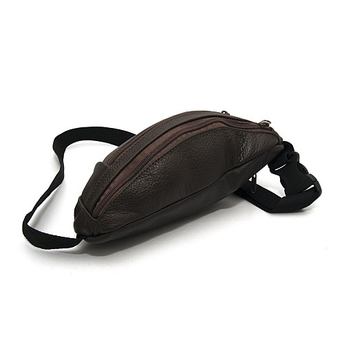 Бананка Gofin темно-коричнева шкіряна на три відділення SMK-20019