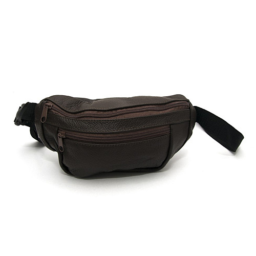 Бананка Gofin темно-коричнева шкіряна на три відділення SMK-20019