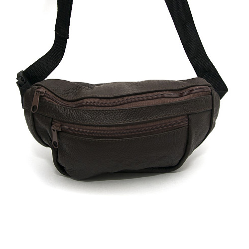 Бананка Gofin темно-коричнева шкіряна на три відділення SMK-20019