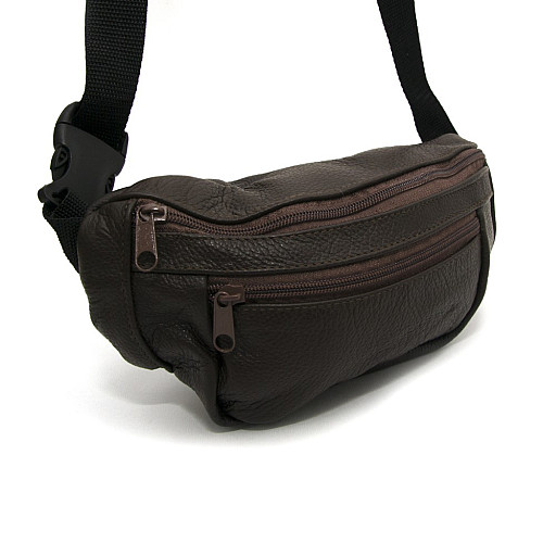 Бананка Gofin темно-коричнева шкіряна на три відділення SMK-20019