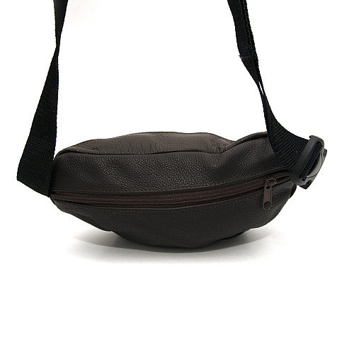 Бананка Gofin темно-коричнева шкіряна на три відділення SMK-20019