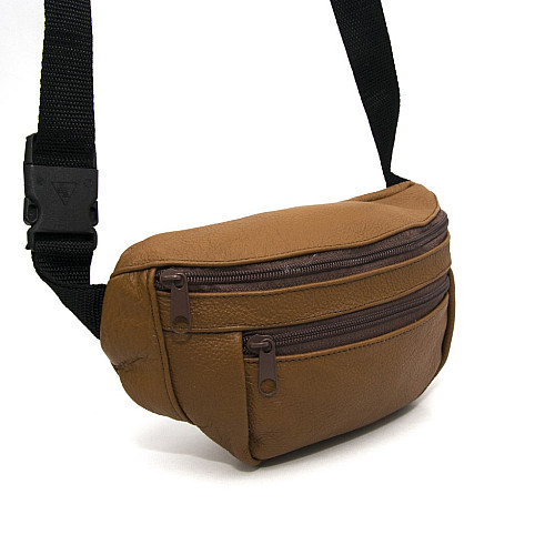 Бананка Gofin помаранчева шкіряна на три відділення SMK-20020