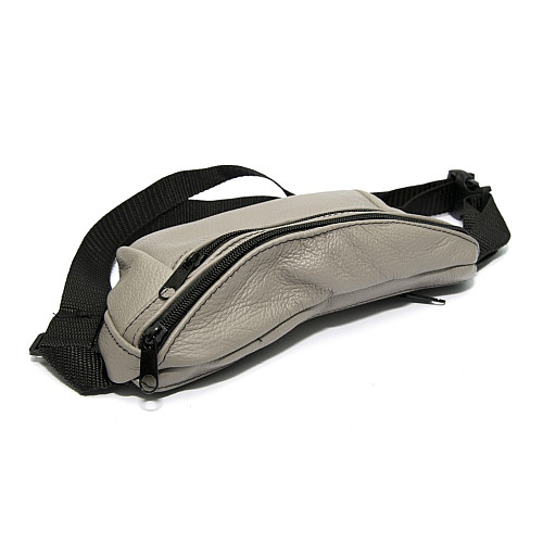 Бананка Gofin світло-сіра шкіряна на три відділення SMK-20021