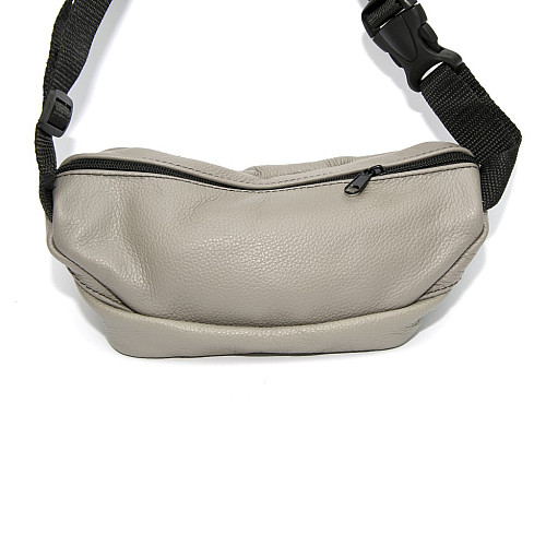 Бананка Gofin світло-сіра шкіряна на три відділення SMK-20021