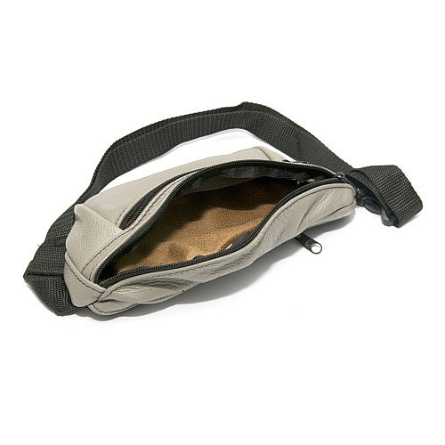 Бананка Gofin світло-сіра шкіряна на три відділення SMK-20021