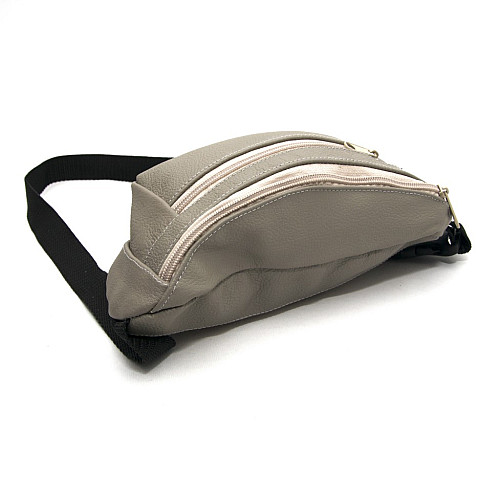 Бананка Gofin світло-сіра шкіряна на три відділення SMK-20021