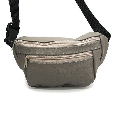 Бананка Gofin світло-сіра шкіряна на три відділення SMK-20021