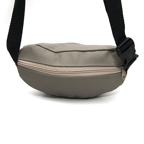 Бананка Gofin світло-сіра шкіряна на три відділення SMK-20021