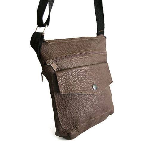 Сумка кожаная Gofin коричневая на плечо SMK-20022