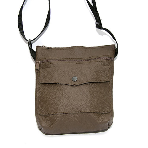 Сумка кожаная Gofin коричневая на плечо SMK-20022