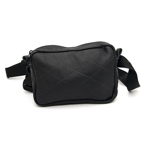 Бананка Gofin кожаная черная прямоугольная на одно отделение SMK-20026