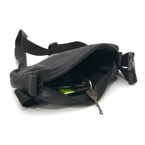 Бананка Gofin кожаная черная прямоугольная на одно отделение SMK-20026