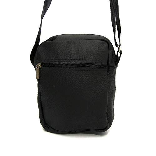 Шкіряна сумка Gofin чорна на плече 20х18 см SMK-20028