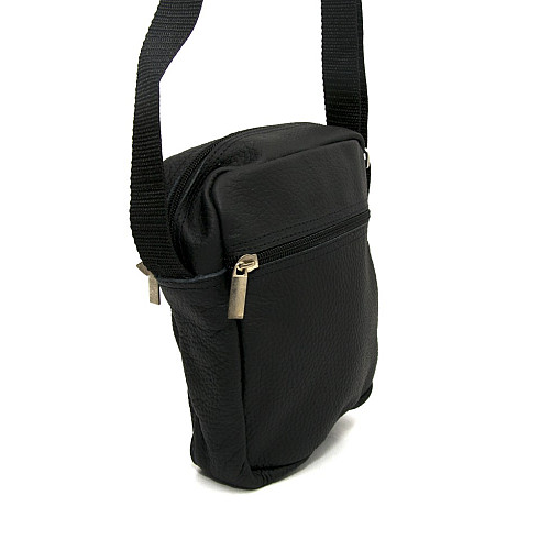 Шкіряна сумка Gofin чорна на плече 20х18 см SMK-20028