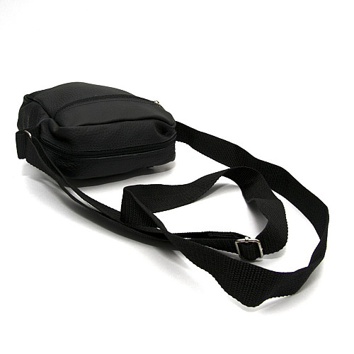 Шкіряна сумка Gofin чорна на плече 20х18 см SMK-20028