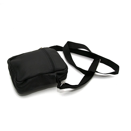 Шкіряна сумка Gofin чорна на плече 20х18 см SMK-20028