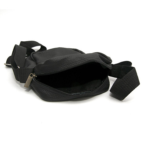 Шкіряна сумка Gofin чорна на плече 20х18 см SMK-20028