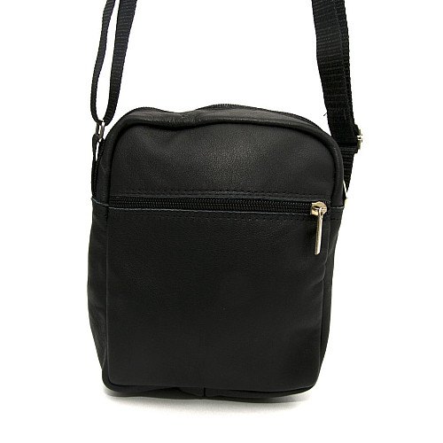 Шкіряна сумка Gofin чорна на плече 20х18 см SMK-20028