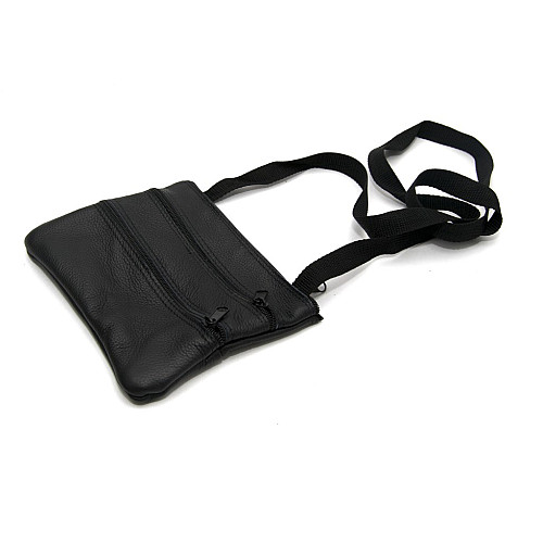 Сумка кожаная Gofin черная на плечо 18,5х15,5 см SMK-20034