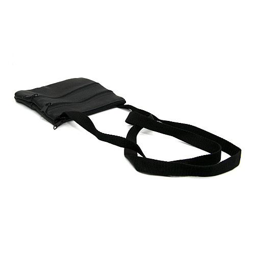 Сумка кожаная Gofin черная на плечо 18,5х15,5 см SMK-20034