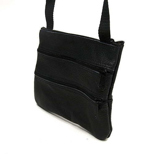 Сумка кожаная Gofin черная на плечо 18,5х15,5 см SMK-20034