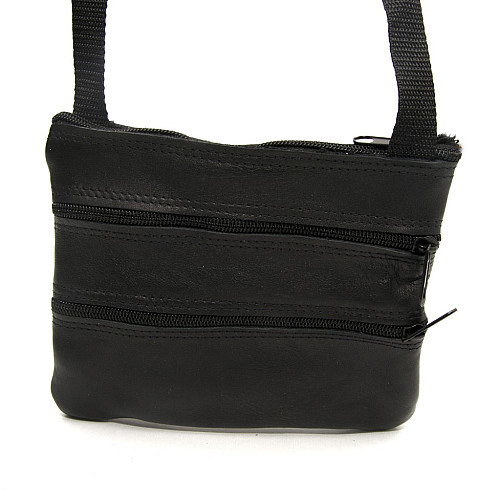 Сумка кожаная Gofin черная на плечо 18,5х15,5 см SMK-20034