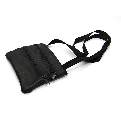 Сумка кожаная Gofin черная на плечо 18,5х15,5 см SMK-20034