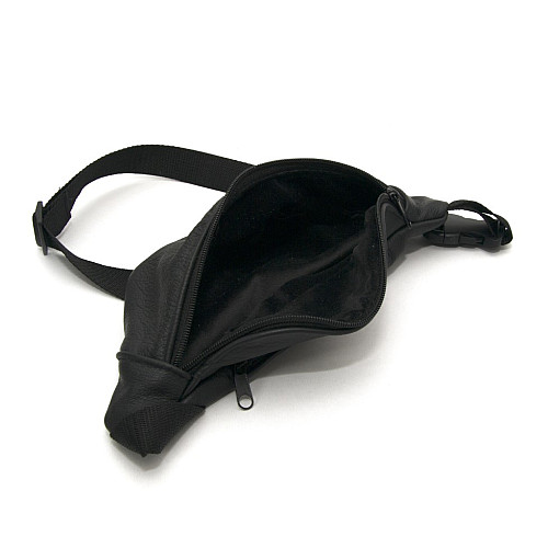 Бананка Gofin шкіряна чорна на два відділення SMK-20035