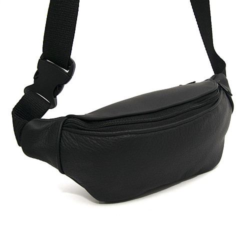 Бананка Gofin шкіряна чорна на два відділення SMK-20035