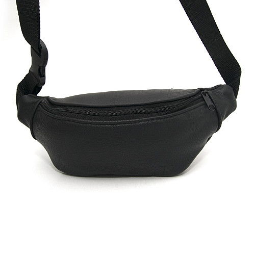 Бананка Gofin шкіряна чорна на два відділення SMK-20035