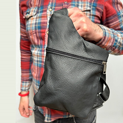 Сумка Gofin кожаная черная на плечо на четыре замка 27х18 см SMK-20040