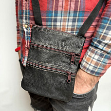 Шкіряна сумка Gofin темно-коричнева на плече на три замки 19х15 см SMK-20050