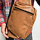 Кожаная сумка Gofin светло-коричневая на плечо на три замка 26х20 см SMK-20051