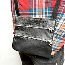 Шкіряна сумка Gofin темно сіра на плече 19х17 см SMK-20054