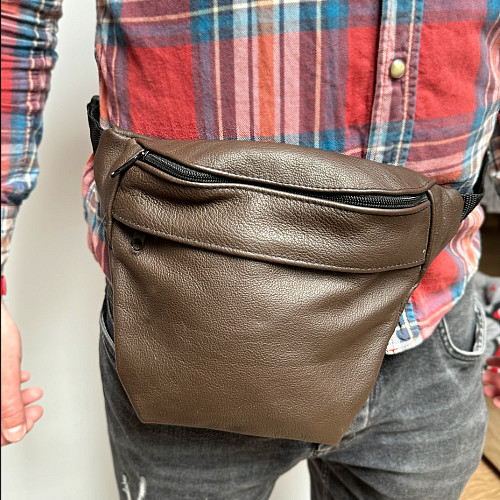 Кожаная сумка Gofin коричневая на плечо 29х21 см SMK-20055