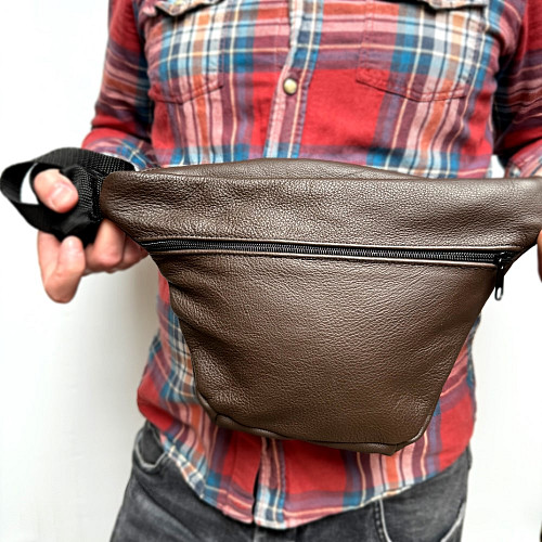 Кожаная сумка Gofin коричневая на плечо 29х21 см SMK-20055