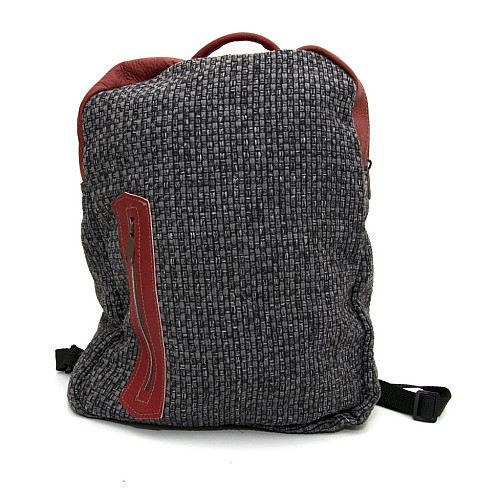 Тканинний сірий рюкзак Gofin з червоними вставками SMR-22049