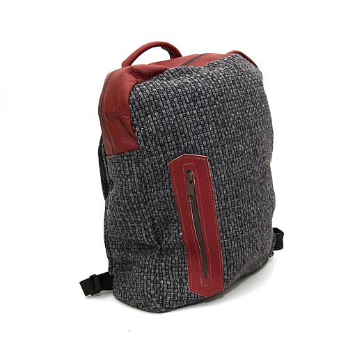 Тканинний сірий рюкзак Gofin з червоними вставками SMR-22049