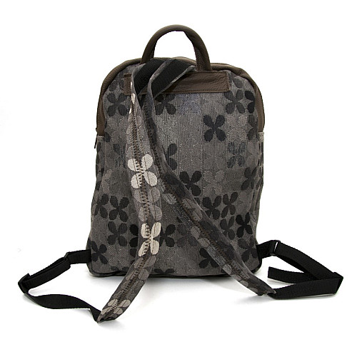 Тканинний сірий з квітами рюкзак Gofin з коричневими вставками SMR-22055