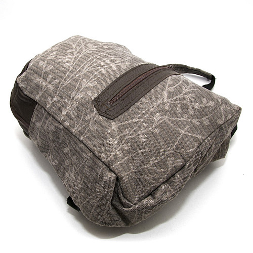 Тканинний сірий рюкзак Gofin у візерунок з коричневими вставками SMR-22057