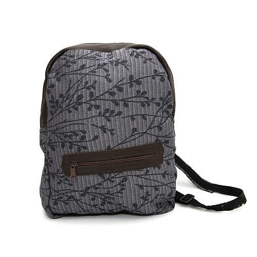 Тканинний синій рюкзак Gofin у візерунок з коричневими вставками SMR-22060