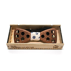 Деревяна краватка метелик з крапками BTD-0312