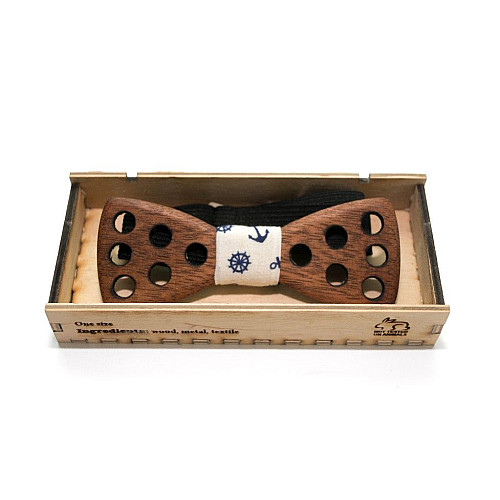 Деревяна краватка метелик з крапками BTD-0312