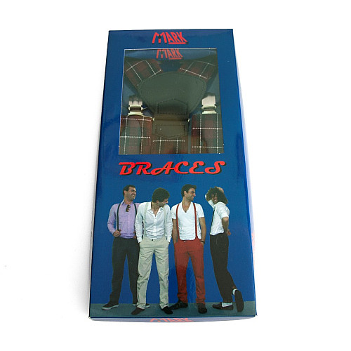 Подарункові чоловічі підтяжки Gofin Y образні вишневі в клітку PU-0433