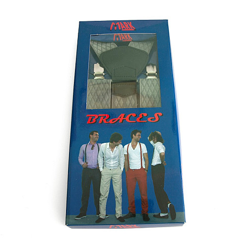 Подарочные мужские подтяжки Gofin Y образные в серые ромбики PU-0441