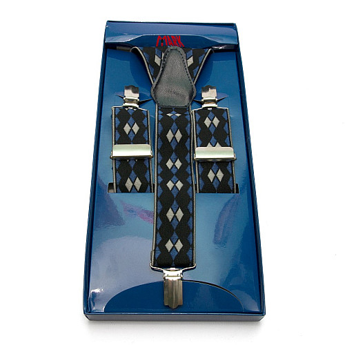 Мужские подтяжки Gofin Y образные с ромбиками подарочные PU-0460