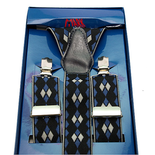Мужские подтяжки Gofin Y образные с ромбиками подарочные PU-0460