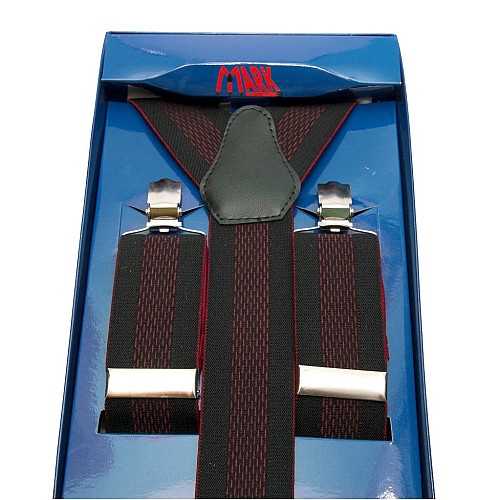 Підтяжки Gofin чоловічі бордово-чорні в смужку Y образні подарункові PU-0466